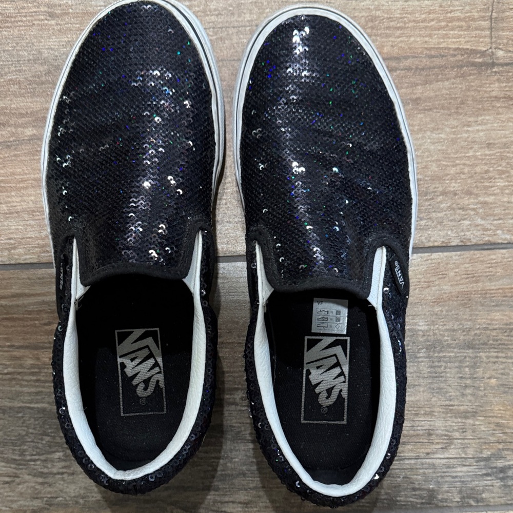 Vans Black Sequin Slip-On Shoes